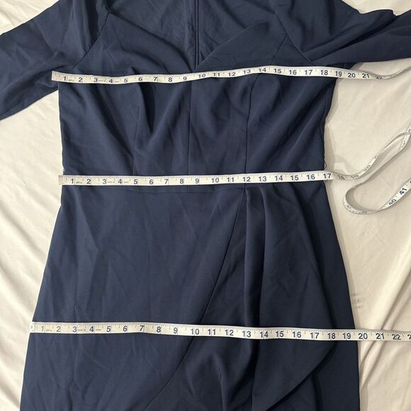 NWD $318 Kay Unger [‎ 14 ] Midnight Isolde Column Ruffle Gown BELT MISSIN #Q962 - Picture 3 of 16